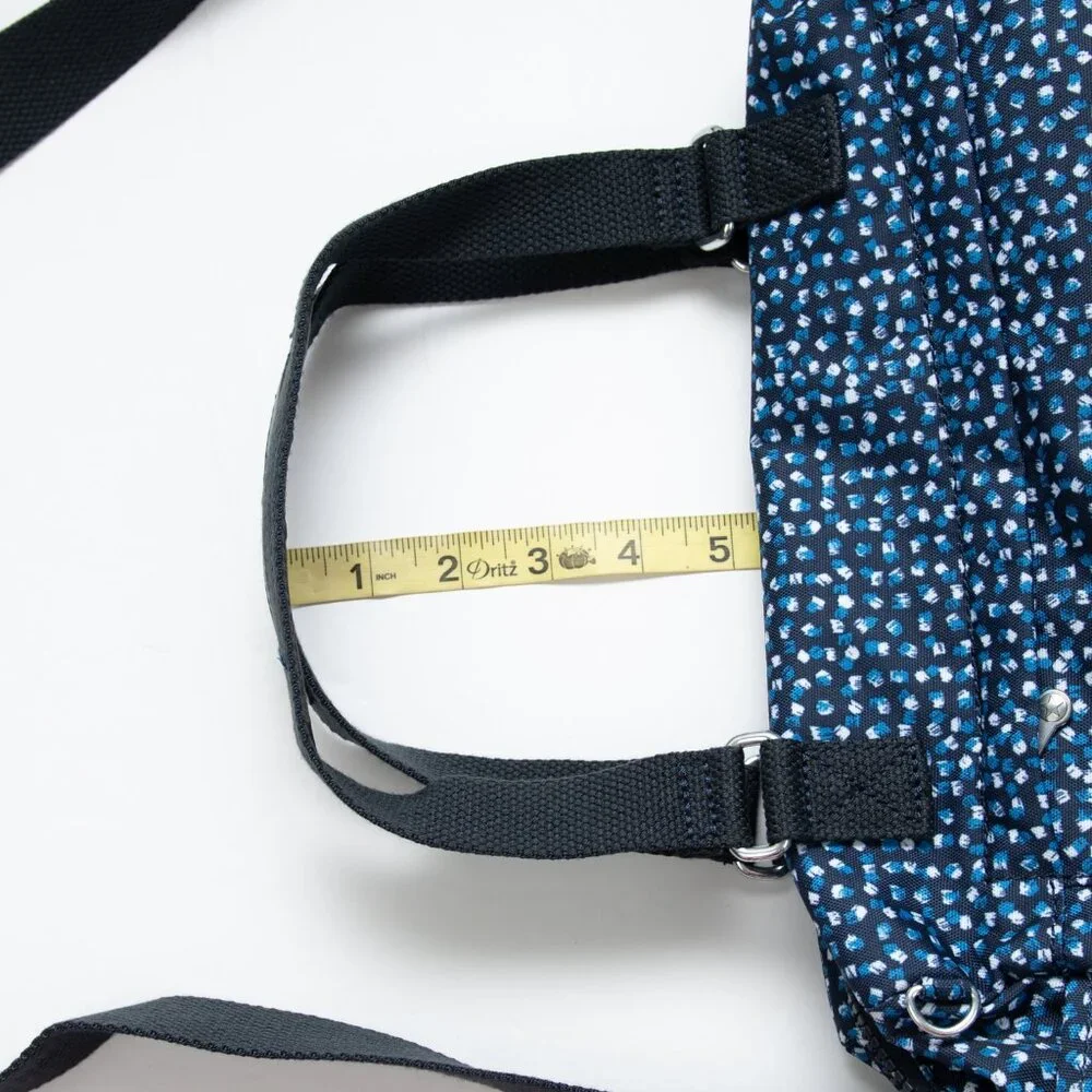 Kipling Flora Shoulder Bag Printed Notes Purse Removable Strap Blue White - Picture 7 of 9